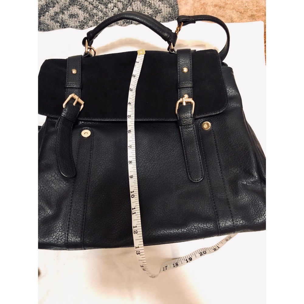 Street level black leather convertible backpack